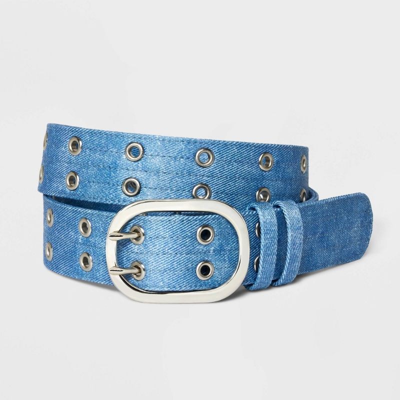 Photo 1 of SMALL-Women's Denim Grommet Belt - Wild Fable™ Blue 
