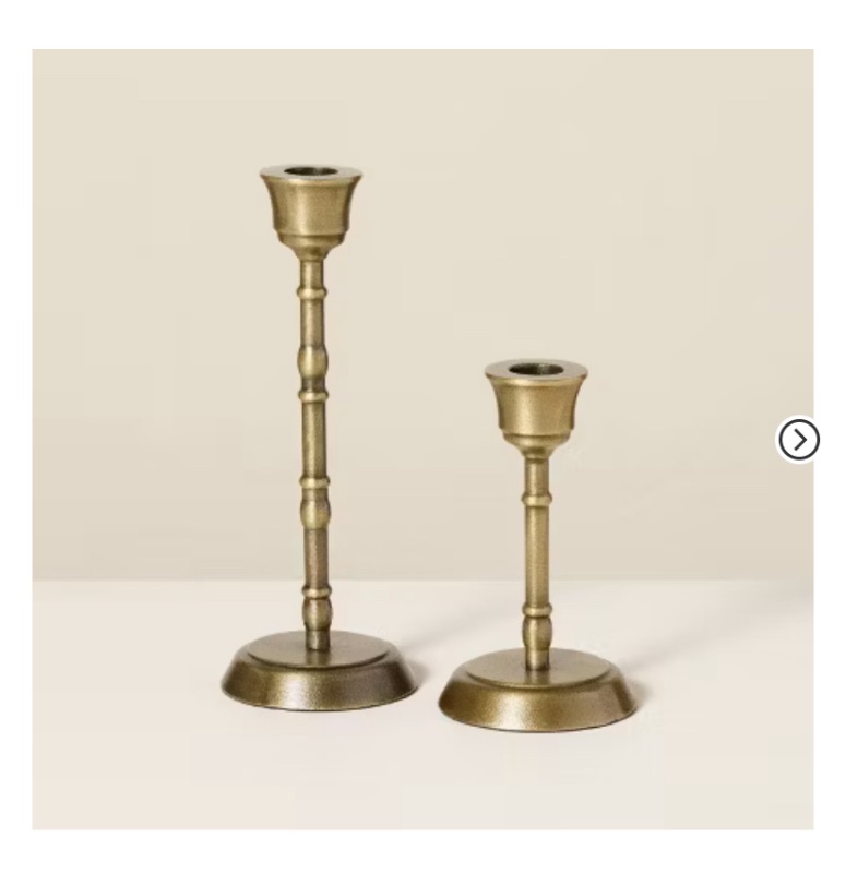 Photo 1 of Brass Taper Candlesticks Antique Finish (Set of 2) - Hearth & Hand™ with Magnolia: Farmhouse Candle Holder Set