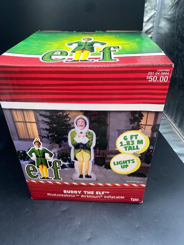 Photo 3 of 6' Photorealistic Airblown Excited Buddy the Elf Christmas Inflatable
