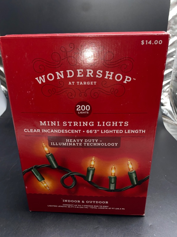 Photo 1 of 200ct Incandescent Heavy Duty Christmas Indoor Outdoor Mini String Lights Clear with Green Wire - Wondershop™
