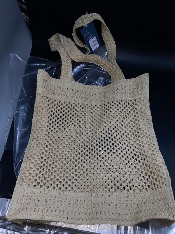 Photo 2 of Straw Crochet Tote Handbag - Universal Thread™ Beige
