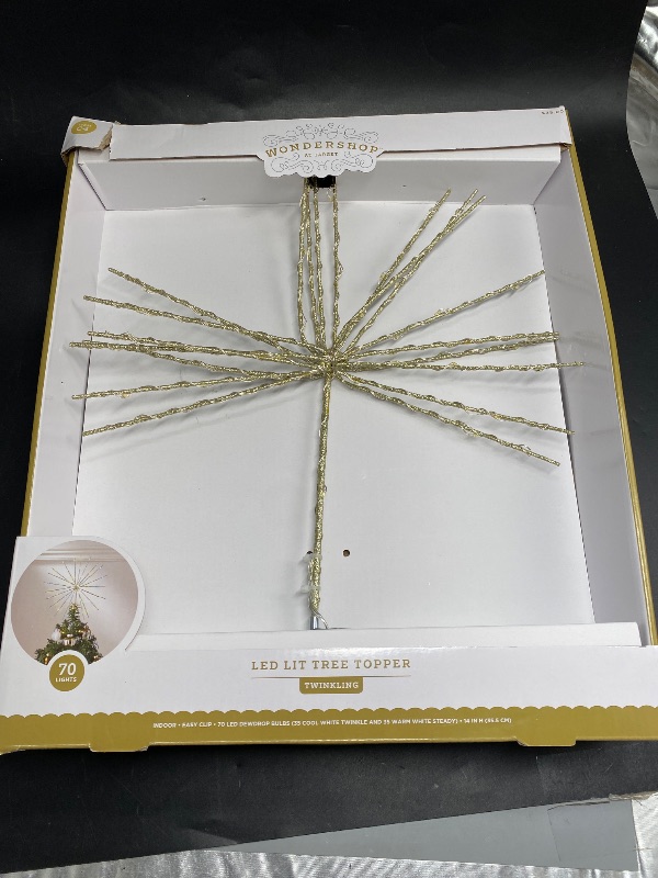 Photo 2 of 14" Pre- Dewdrop Glittered Starburst Christmas Tree Topper Champagne with Cool White Twinkle/Warm White Steady Lights - Wondershop™