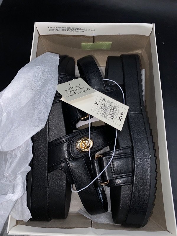 Photo 2 of SIZE 7.5 Women's Tanner Platform Double Band Sandals - a New Day™ Black 7.5
