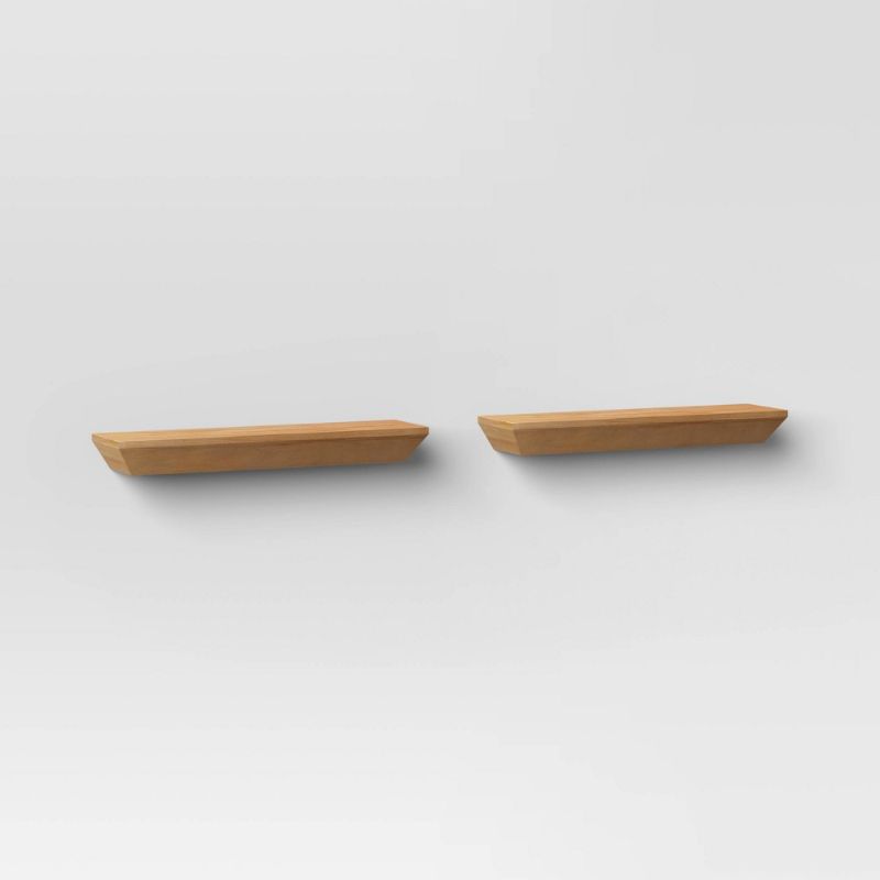 Photo 1 of 2pc Wedge Shelf Set Natural - Threshold™: Wood Wall Mount, FSC Certified, No Assembly Required
