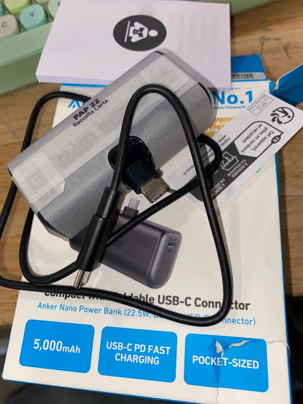 Photo 2 of Anker - Nano Power Bank with Built-in Foldable USB-C Connector - Black
