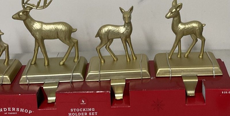 Photo 1 of DESIGN MAY VARY** NEW**4ct Metal Reindeer Christmas Stocking Holder Gold - Wondershop™
