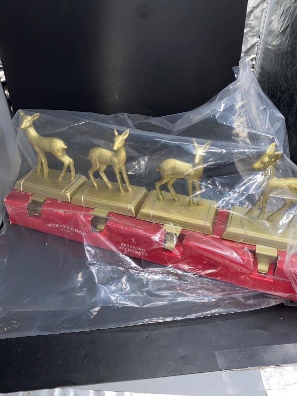 Photo 2 of DESIGN MAY VARY** NEW**4ct Metal Reindeer Christmas Stocking Holder Gold - Wondershop™
