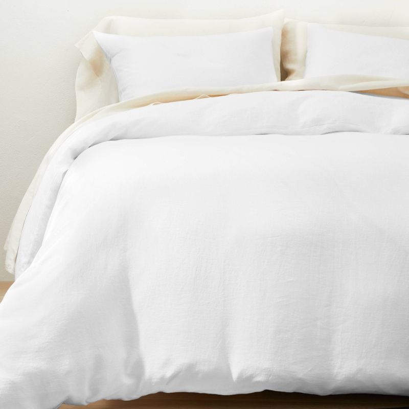 Photo 1 of Full/Queen  Duvet & Sham Set White - Casaluna™: Lightweight Fabric, Zipper Closure, OEKO-TEX Certified