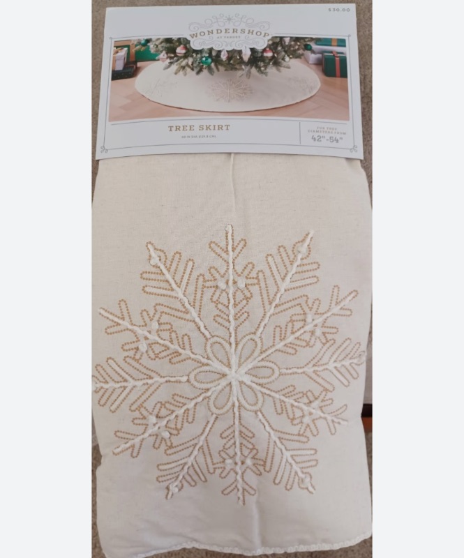 Photo 1 of 48" Embroidered Metallic Snowflakes Christmas Tree Skirt White - Wondershop