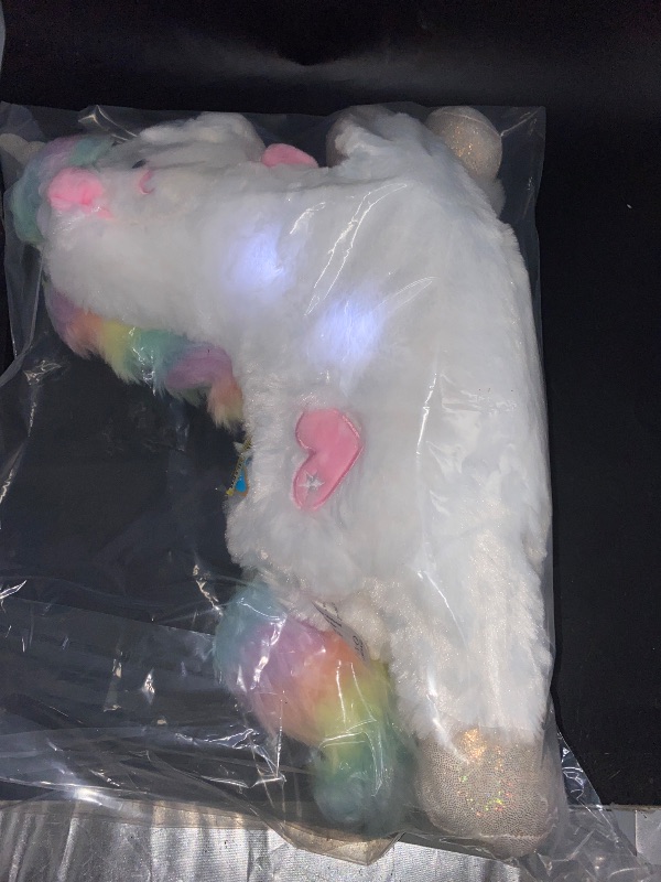 Photo 1 of FAO Schwarz Glow Brights Toy Plush LED with Sound White Unicorn 15" Stuffed Animal