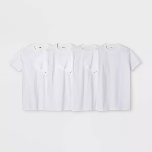 Photo 1 of 3/4 SMALL- Men's Short Sleeve 4pk Crewneck T-Shirt - Goodfellow & Co™ White S
