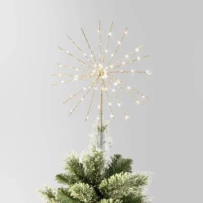 Photo 1 of 14" Pre- Dewdrop Glittered Starburst Christmas Tree Topper Champagne with Cool White Twinkle/Warm White Steady Lights - Wondershop