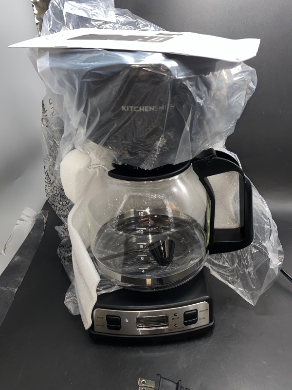 Photo 2 of KitchenSmith by Bella 12 Cup Programmable Coffeemaker: Electric Coffee Maker, 60 Oz Capacity, Dishwasher-Safe Parts, Gray
