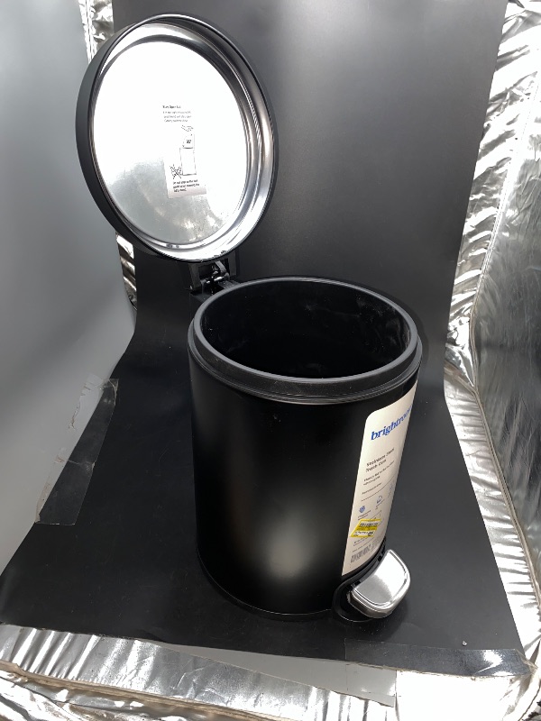 Photo 2 of 5L Round Step Trash Can Black - Brightroom™: Stainless Steel, Quiet Close Lid, Pedal-Operated, Removable Inner Bucket
