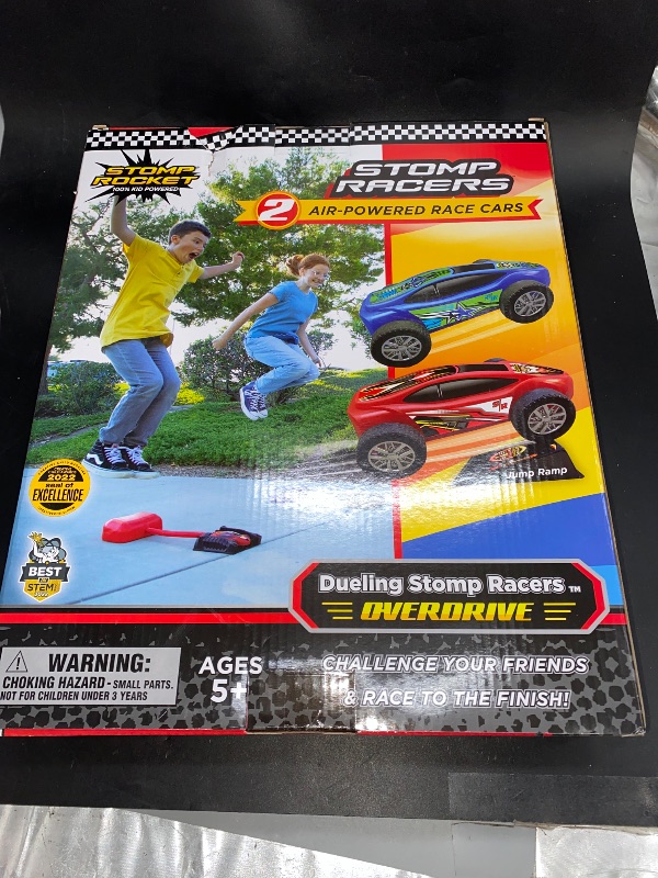 Photo 2 of SEALED BOX**Stomp Rocket Dueling Stomp Racers Overdrive with 2 Race Cars & 2 Launchers
