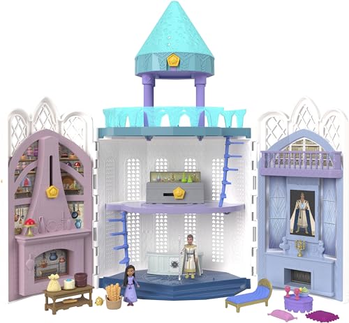 Photo 1 of SEALED BOX**Wish Rosas Castle Dollhouse Playset with 2 Posable Mini Dolls, Star Figure, 20 Accessories, Light-up Projection Dome & More, HPX38
