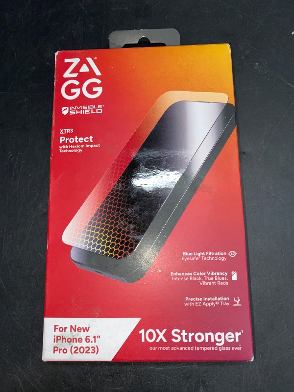 Photo 2 of SEALED BOX**ZAGG InvisibleShield Glass XTR3 iPhone 15 Pro Screen Protector - Blue-Light Filtration 10X Stronger Edge-to-Edge Protection Scratch & Smudge-Resist
