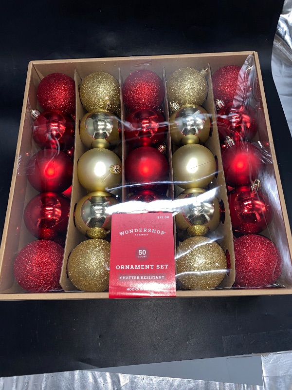 Photo 2 of 50ct Shatter-Resistant Round Christmas Tree Ornament Set Red/Gold - Wondershop™: Durable, Indoor Decor
