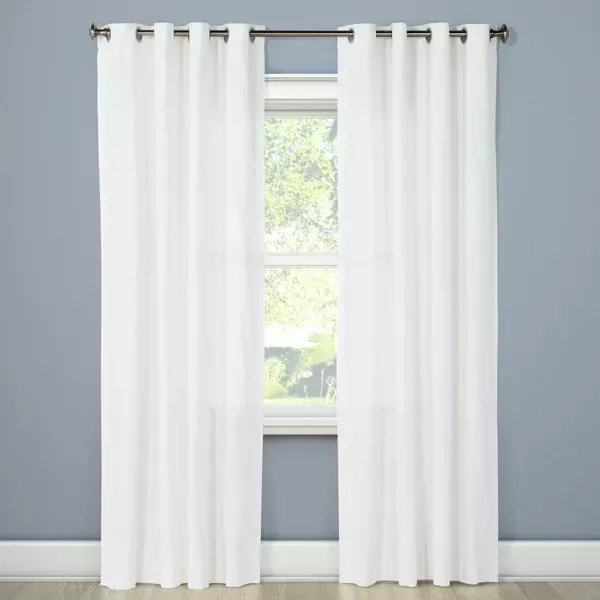 Photo 1 of 1pcs 54"x95" Light Filtering Solid Window Curtain Panel Natural White - Threshold™
