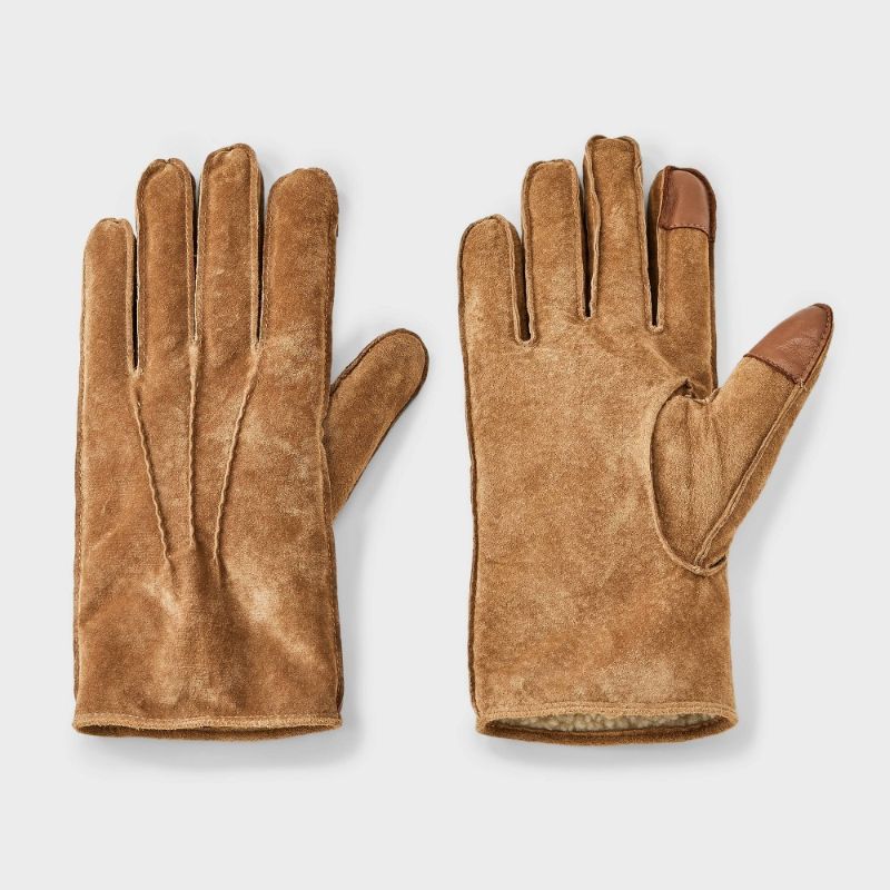 Photo 1 of M/L Men's Faux Shearling Suede Leather Gloves - Goodfellow & Co™ Tan 
