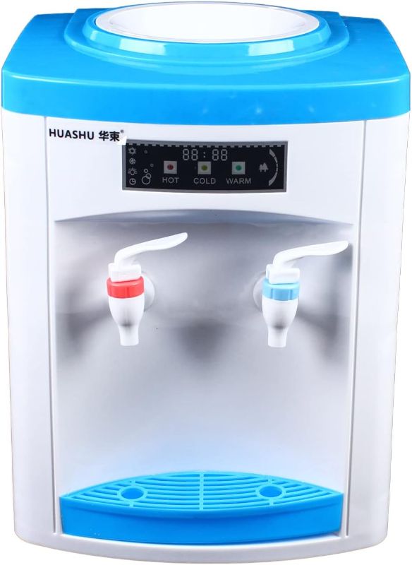 Photo 1 of Hot and Cold Water Countertop Cooler Dispenser, White Freestanding Water Dispenser, Small Top Loading Countertop Water Cooler Dispenser for Home Office Cafe Bar Dorm Room
