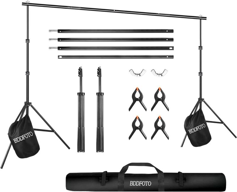 Photo 1 of Backdrop Stand Party Birthday Support Kit 6.5x10ft/2x3m with 4PCS Clips(11.4 cm),2X Sand Bags,Personal Background Photography Stand with Canvas Carry Bag
