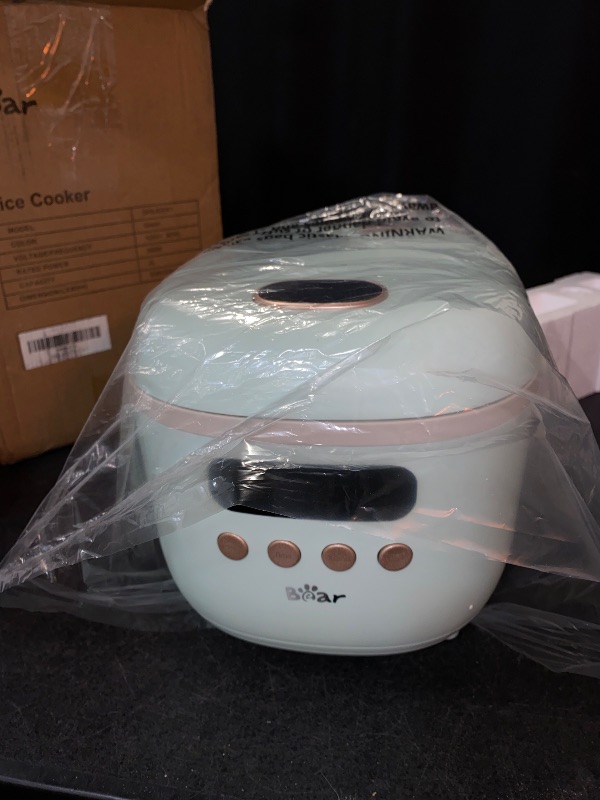 Photo 2 of Bear Rice Cooker 4 Cups (UnCooked), Rice Cooker Small, 6 Cooking Functions, Advanced Fuzzy Logic Micom Technology, 24 Hours Preset Keep Warm, for White/Brown Rice Quinoa Oatmeal Soup Cake, 2L Green
