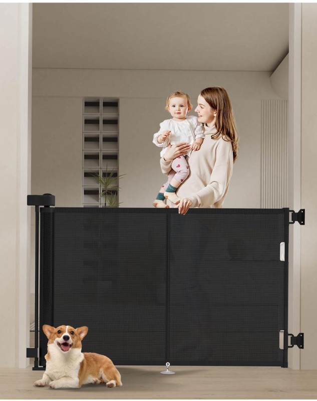 Photo 1 of NEW**NEW**Upgrade 59" Retractable Baby Gates with Reinforced Strip Design to Prevent Crawling Through, 48" Tall Retractable Gate for Baby and Pet, 5 FT Baby Gates for Stairs