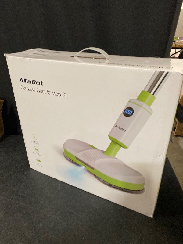 Photo 1 of Extra Accessories ***AlfaBot Cordless Electric Mop for Floor Cleaning, Dual Spin Mop with LED Headlight/Water Spray/Self-Propelled,Clean up to 2700 ft²,Rechargeable Scrubber Mops with Big Water Tank for Multi Floors
