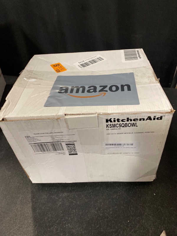 Photo 1 of KitchenAid KSMC5QBOWL 5-Quart Mixing Bowl with J Hook Handle, Stainless Steel, NSF
