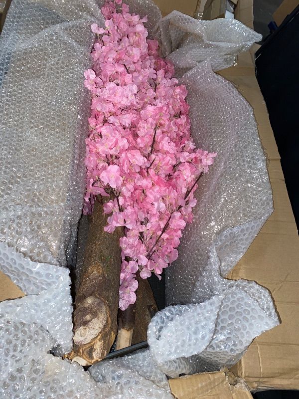 Photo 2 of Artificial Cherry Blossom Trees - 5 Feet Blossom Tree - Pink - Real Wood Stems and Lifelike Leaves Replica Artificial Plant