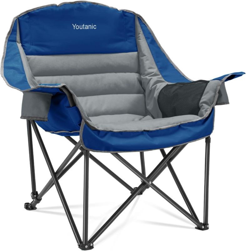 Photo 1 of Oversized Camping Chair, Portable Folding Camping Chairs with Side Pocket, Cup Holder and Carry Bag, Heavy Duty Outdoor Camping Chairs for Adults, Fishing, Sports, Trip, up to 400lbs, Style 6
