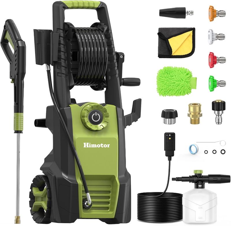 Photo 1 of Electric Pressure Washer - with Adjustable PSI Switch, Max 4500PSI 3.0 GPM, Power Washer with Hose Reel, with Foam Cannon, Car Wash Machine with Nozzles, High Pressure Washer for Car, Driveway, Patio
