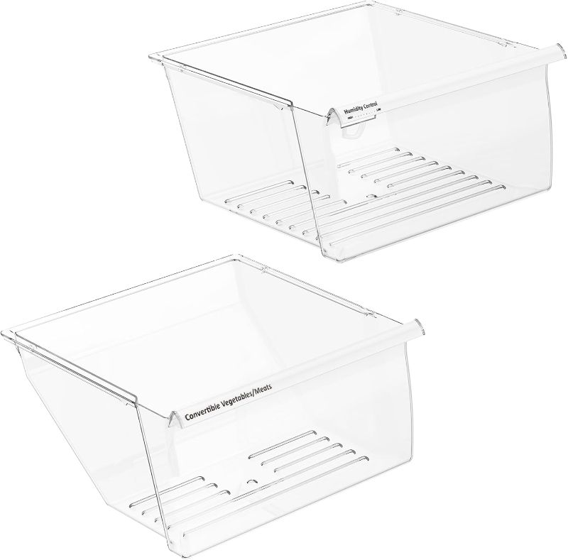 Photo 1 of [2 Pack] 2188656 (Upper) & 2188664 (Lower) Upgraded Crisper Bin Refrigerator Drawers,Compatible With Whirlpool Refrigerator,Kenmore Refrigerator Drawer,WP2188656 Fridge Drawer Humidity Control
