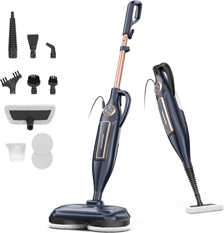 Photo 1 of DEVOAC VM6 Scrubbing Steam Mop with Rotating Mop Pads, 10 in 1 Steam Mop, Lightweight Spin Mop & 3 Steam Modes & LED Headlights for Hard Floor Laminate Marble Floors
