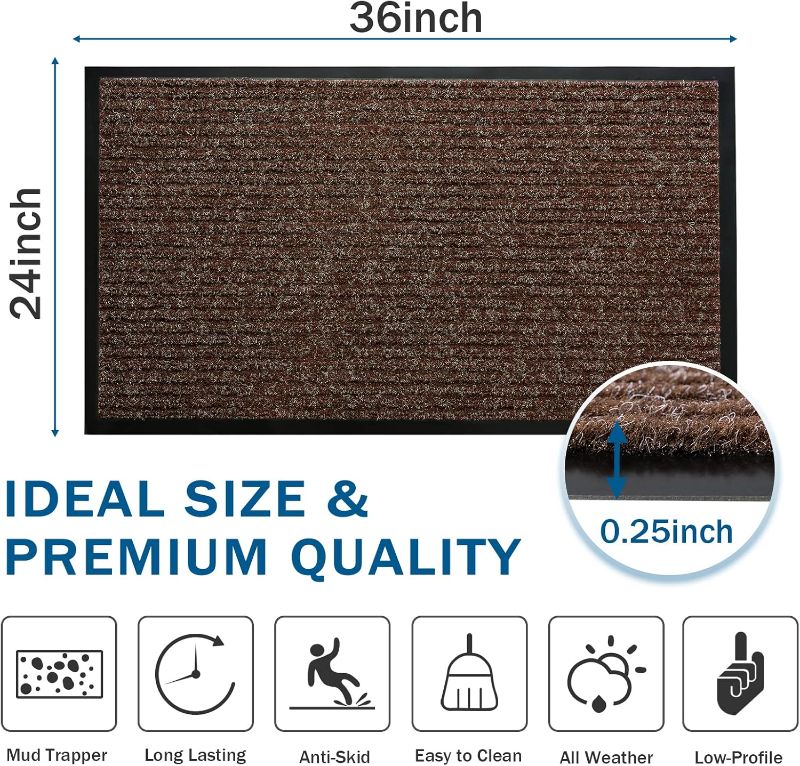 Photo 1 of  Doormat Entryway Mats Front Porch Doormats, Non-Slip Dirt-Resistant Entrance Mat, Easy Clean and Durable - 36 x 24 inches, Brown