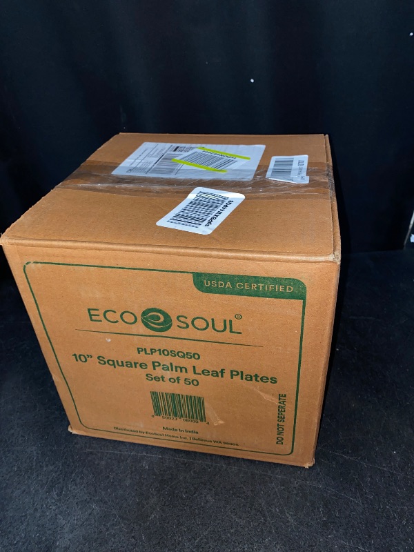 Photo 1 of ECO SOUL Compostable 10 Inch Palm Leaf Square Plates (50 Count) Like Bamboo Plates | Biodegradable | Eco-Friendly, Microwave & Oven Safe
