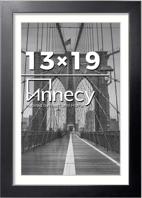 Photo 1 of Annecy 13x19 Frame Black 1 Pack, Classic 13x19 Picture Frame Display 11x17 Pictures with Mat or 13x19 without Mat, Horizontal and Vertical for Wall-Mount, Decorate Home and Office with Large Paintings
