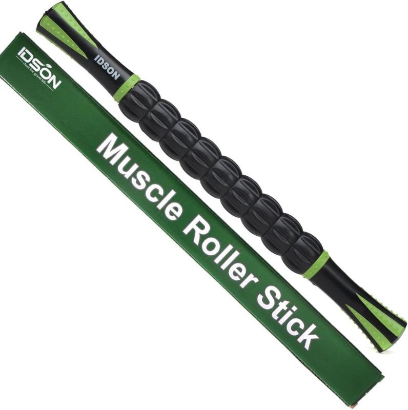 Photo 1 of Idson Muscle Roller Stick for Athletes- Body Massage Sticks Tools Massager for Relief Muscle Soreness,Cramping and Tightness,Help Legs and Back Recovery,Black Green
