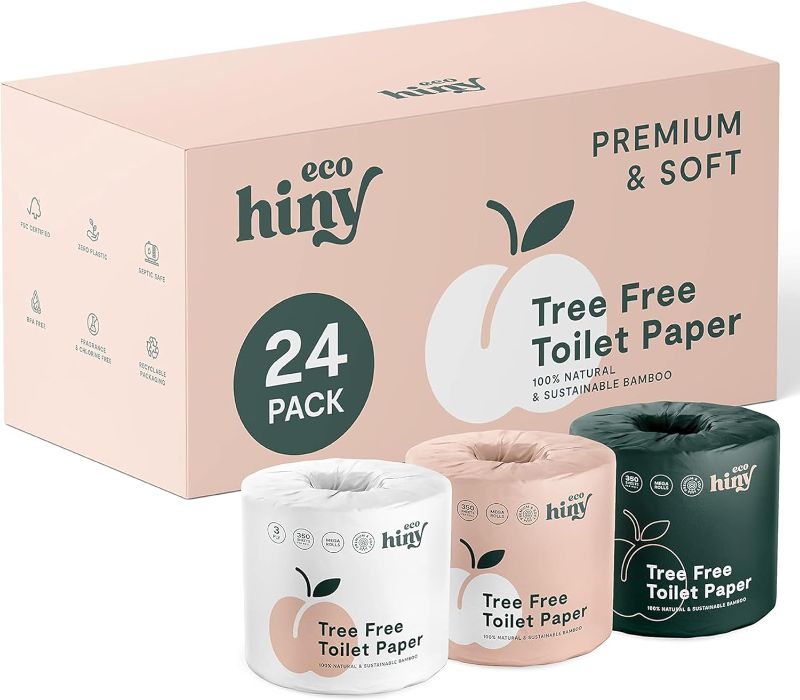 Photo 1 of Premium & Soft Bamboo Toilet Paper | 24 Mega Rolls, 3 ply & 350 Sheets | FSC Certified, PFAS Free, BPA Free, Septic Safe | Tree Free Toilet Tissues | Plastic Free Packaging
