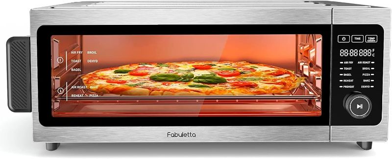 Photo 1 of Air Fryer Toaster Oven Combo, Fabuletta 10-in-1 Toaster Ovens Countertop 1800W, 100-450°F Temperature Control?Flip Up & Away Capability for Storage Space, Enamel Baking Pan Easy Clean with Recipe Book
