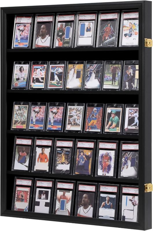 Photo 1 of KCRasan 36 Graded Sports Card Display Case - Baseball Card Display Case Lockable - Collection Card Display, Wall Display Frame for Basketball Football Hockey Trading Cards with UV Protection Acrylic