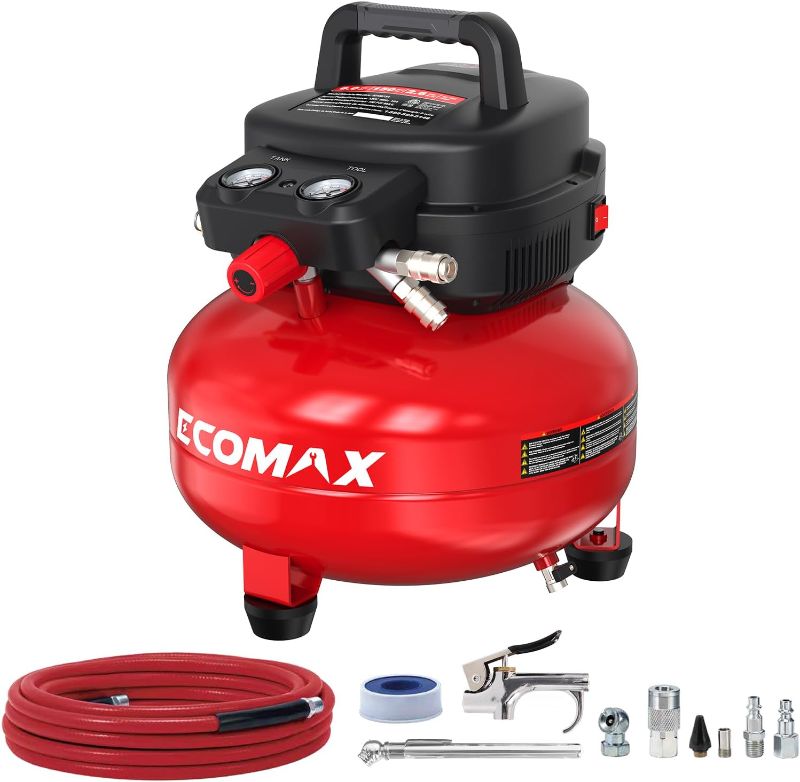 Photo 1 of Air Compressor 6 Gallon 150 PSI Pancake Portable Oil-free Tank with 10 PCS Accessories Kit
