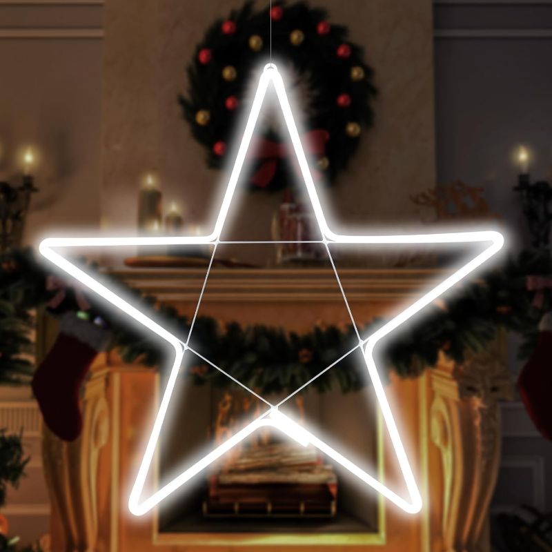 Photo 1 of VIHOSE 24 Inch Large Christmas Star Cool White 300 LED Outdoor Star Light Xmas Light up Star with Timer for Christmas Party Patio Porch Outdoor Indoor Home Decoration

