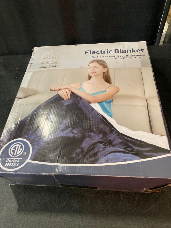 Photo 3 of SEALED PRODUCT**Heated Throw Blanket, Electric Blanket with 10 Heating Levels&8 Hours Auto Off,Heating Blanket with Soft Flannel and Warm Sherpa Reversible for Home/Office,Machine Washable,62''x 84'',Xmas Gifts,Blue
