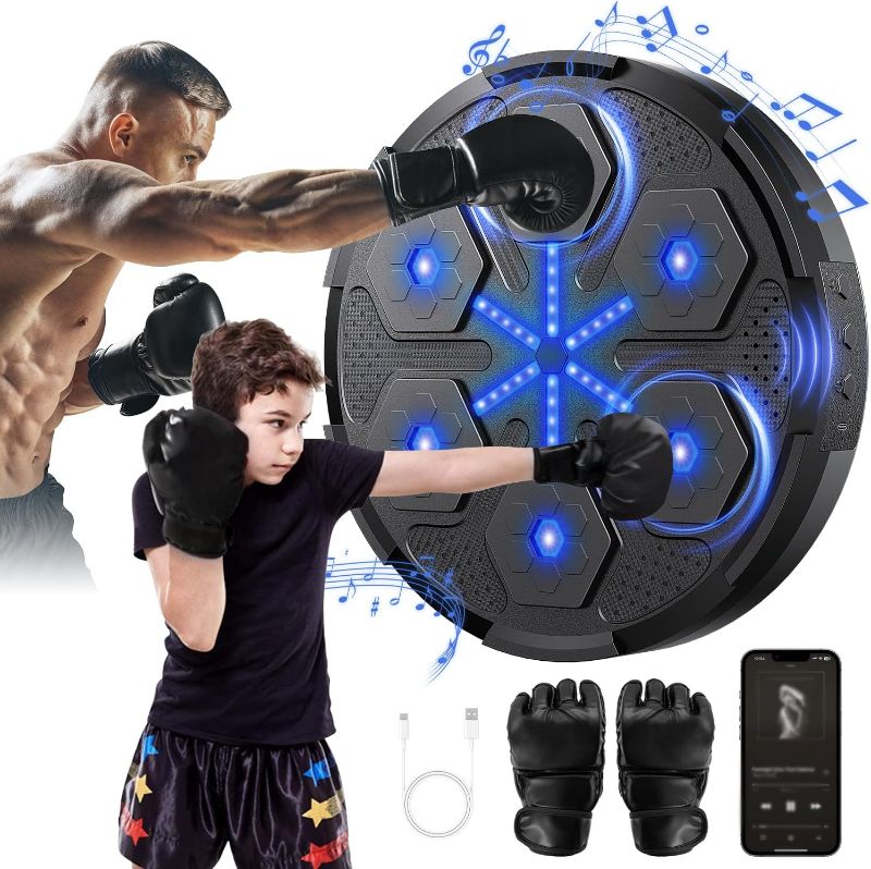 Photo 1 of 2025 Upgrade Music Boxing Machine, 5.0 Smart Bluetooth Boxing Machine Trainer with Boxing Gloves, Music Boxing Machine for Adults Kids, Boxing Target Workout Equipment for Home Office Gym
