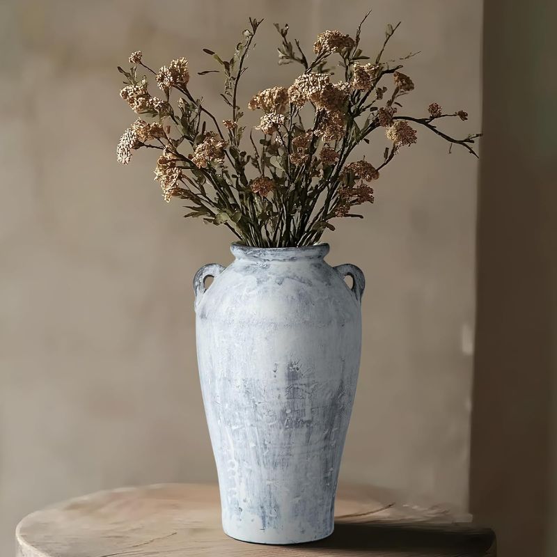 Photo 1 of Farmhouse Ceramic Vase, Large Rustic Vase for Indoor Home Decor Tall Floor Vase for Living Room Bed Room Housewarming Holiday Decoration
