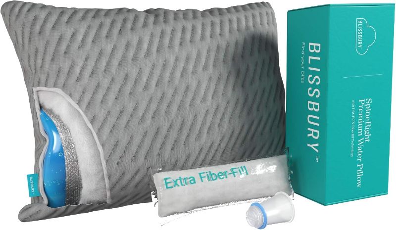 Photo 1 of BLISSBURY Adjustable Water Pillow - Waterbase and fiberfill Stuffing Adjust to Help Side Sleepers with Shoulder or Neck Pain.
