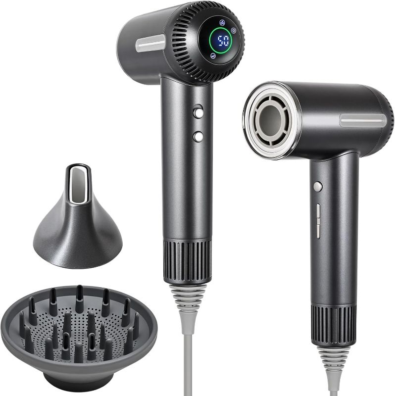 Photo 1 of Hair Dryer,1600W High Speed Ionic Blow Dryer with Diffuser,Plasma Hair Dryer with Facial Mode(Silver Gray)
