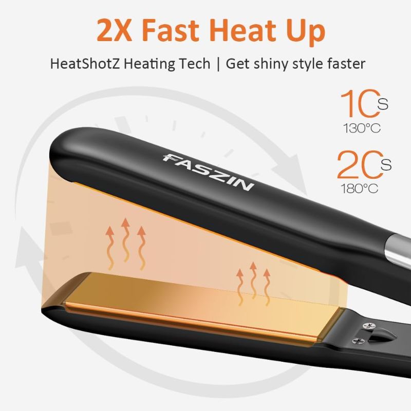 Photo 1 of Professional Hair Straightener, 1.18 inch Ionic Titanium Plate, 20S Fast Heat Up Flat Iron with Clear LED Display, 2 in 1 Straightener and Curler Styling Tool for Straighten Hair (Black)

